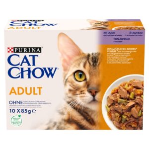 PURINA Cat Chow ėriena, žaliosios pupelės - drėgnas kačių maistas - 10x85 g