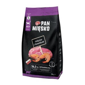 PAN MIĘSKO Veal with shrimps S - sausas kačių maistas - 1,6kg