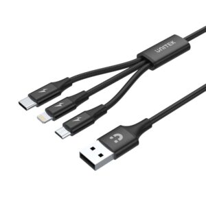 UNITEK C14049BK USB kabelis 1,2 m USB 2.0 USB C Micro-USB B/Lightning Juoda