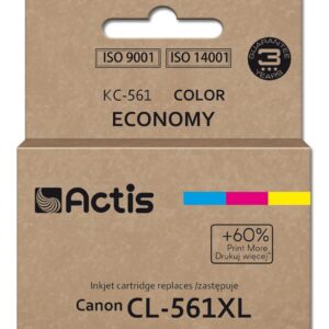 Actis KC-561 Canon spausdintuvo rašalas, pakaitalas Canon CL-561XL; Supreme; 18 ml; mėlynas, violetinis, geltonas. Spausdina 60 % daugiau nei originalus gamintojas.
