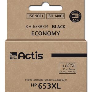 Actis KH-653BKR rašalas HP spausdintuvui, pakaitinis HP 653XL 3YM75AE; Premium; 20 ml; 575 puslapiai; juodas