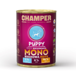 CHAMPER Puppy Monoprotein Turkey - drėgnas ėdalas šunims - 400g