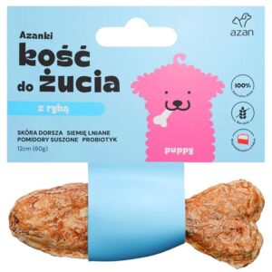 AZANKI Menkės kaulas su probiotikais Puppy žuvies formos – skanėstas šunims – 12 cm