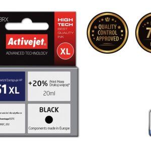 Activejet AH-651BRX rašalas (pakaitinis HP 651 C2P10AE; Premium; 20 ml; juodas) - Image 2