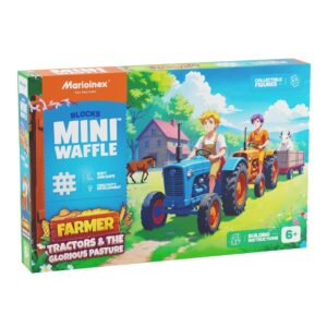 MARIOINEX Mini Waffle Farmer statybiniai blokai Traktoriai ir graži pieva, 110 dalių