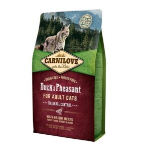 CARNILOVE Cat Hairball Control Duck and pheasant - sausas kačių maistas - 2kg