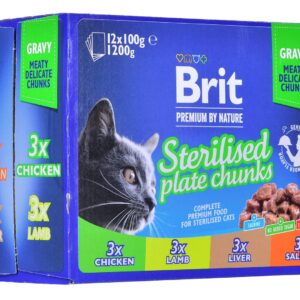 BRIT Premium Cat Sterilised Plate - drėgno kačių ėdalo - 12x100g - Image 3