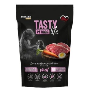 BIOFEED Tasty Dogs Life Junior Veal - drėgnas ėdalas šunims - 500g
