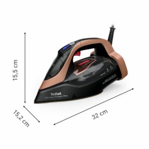 Tefal Ultimate Power Pro FV9E50 Sauso ir garų tipo lygintuvas Durilium AirGlide Autoclean soleplate 3200 W Juoda, Vario - Image 3
