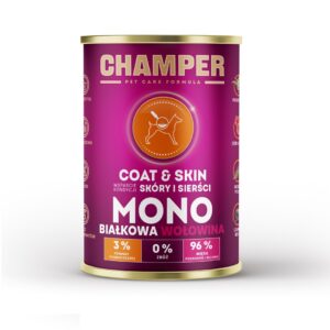 CHAMPER Coat & Skin Monoprotein Beef - drėgnas ėdalas šunims - 400g