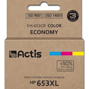 Actis KH-653CR spausdintuvo rašalas, pakaitinis HP 653XL 3YM74AE; Premium; 18 ml; 300 puslapių; spalvotas
