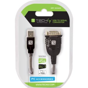 Techly IDATA USB-SER-2T serijinis kabelis Permatomas 0,45 m USB A tipo DB-9 - Image 2