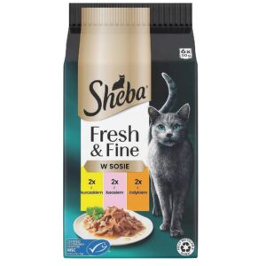 SHEBA Fresh Fine in gravy Chicken, salmon, tuna - šlapias kačių maistas - 6x50g