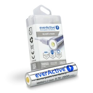 Akumuliatorius everActive 18650 3,7 V ličio jonų 2600 mAh micro USB su apsaugine dėžute - Image 3