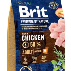 BRIT Premium by Nature Adult M Chicken - sausas maistas šunims - 3 kg