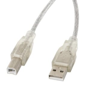 Lanberg CA-USBA-12CC-0030-TR USB kabelis USB 2.0 3 m USB B Permatomas