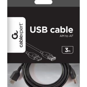 Gembird 3m USB 2.0 A M/FM USB kabelis USB A Juoda - Image 3