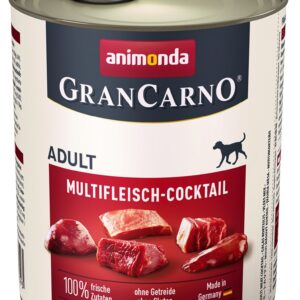 animonda GranCarno multi meat cocktail Jautiena, Viščiukas, Žvėriena, Širdutė, Kalakutiena Suaugusių 800 g