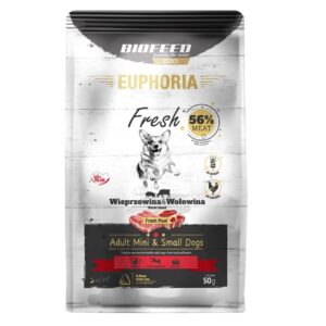 EUPHORIA Fresh Adult Pork with beef XS/S - sausas maistas šunims - 50g