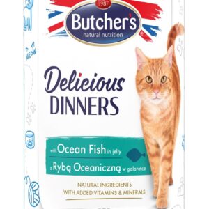 BUTCHER'S Delicious dinners Ocean Fish Chunks in jelly - drėgno kačių ėdalo - 400 g