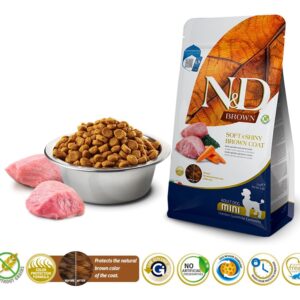 FARMINA N&D Brown Dog Lamb, Spirulina&Carrot Adult Mini - sausas maistas šunims - 2 kg - Image 3
