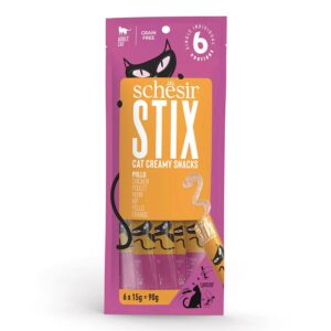 SCHESIR Stix Vištienos kremas - delikatesas katėms - 6x15g