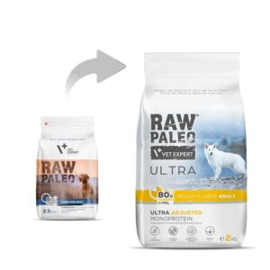RAW PALEO Ultra Medium&Large Adult Turkey - sausas šunų maistas - 2 kg - Image 2