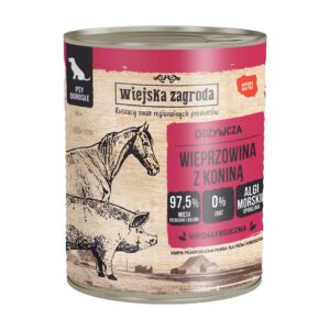 WIEJSKA ZAGRODA Pork with horse - drėgnas ėdalas šunims - 800g