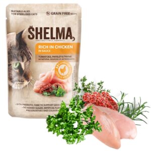 SHELMA Rich in chicken in sauce - šlapias kačių maistas - 85g - Image 2