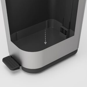 ROTHO Ribo Silver - šiukšliadėžė su pedalu – 35l - Image 3