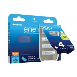 Įkraunamos baterijos PANASONIC ENELOOP AAA 800 mAh 4 szt + langelis (BK-4MCDE/4CP+CASE) - Image 2