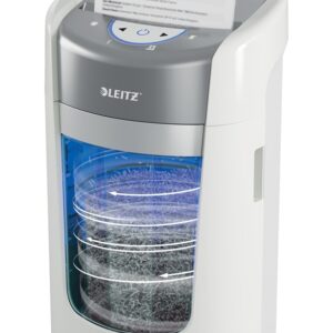 Leitz IQ OptiMax Home Office 225 dokumentų naikiklis Smulkinimas itin mažais gabalėliais 58 dB Pilka, Balta