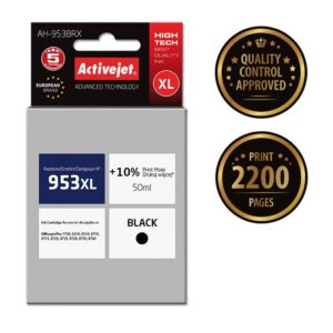 Activejet AH-953BRX rašalas (pakaitinis HP 953XL L0S70AE; Premium; 50 ml; juodas) - Image 2