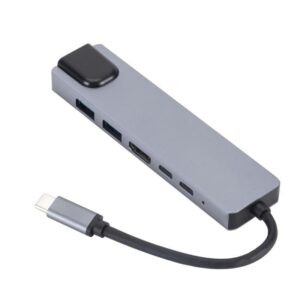 Gembird A-CM-COMBO5-06 USB C tipo 6 viename daugiaprievadis adapteris (AF ir C tipo šakotuvas + HDMI + PD+LAN) - Image 2