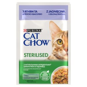 PURINA Cat Chow Sterilised with lamb and green beans in sauce - šlapias kačių maistas - 26x85g (20 + 6 GRATIS) - Image 2