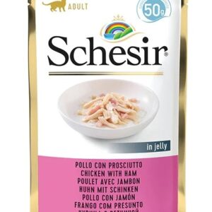 SCHESIR in jelly Chicken with ham - šlapias kačių maistas - 50 g - Image 1