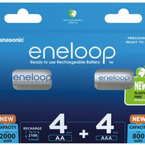 Įkraunamos baterijos PANASONIC ENELOOP 4x AA 2000 mAh + 4x AAA 800 mAh 8 szt (BK-3MCDE+4MCDE/8CP)