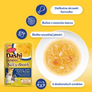 INABA CAT Dashi Delights Silky Broth Vištiena su Tunu ir Lašiša - skanėstas katėms - 40g - Image 2