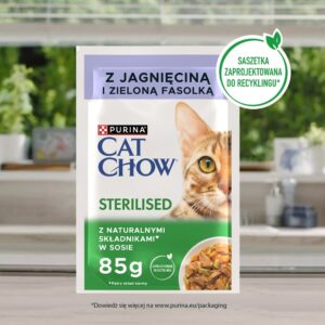 PURINA Cat Chow Sterilised with lamb and green beans in sauce - šlapias kačių maistas - 26x85g (20 + 6 GRATIS) - Image 3