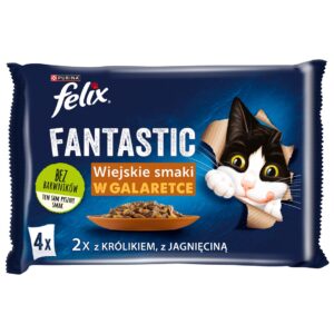 Felix Fantastic triušiena, ėriena - drėgnas kačių ėdalas 340g (4x 85g)