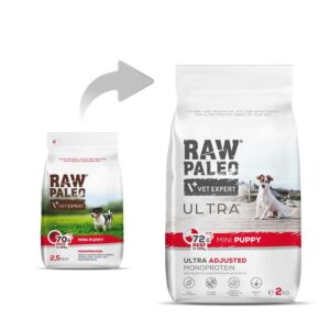 RAW PALEO Ultra Mini Puppy Beef - sausas maistas mažų veislių šuniukams - 2 kg - Image 3