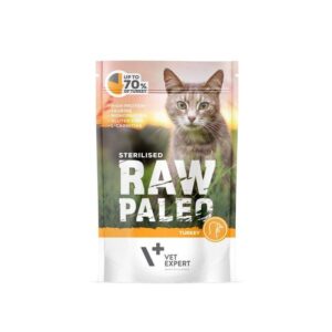 RAW PALEO Adult Cat Sterilized Turkey - šlapias kačių maistas - 100 g