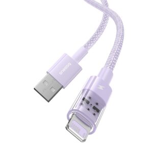 Baseus Gem USB ir IP 2,4A greitojo įkrovimo kabelis 1 m Violetinė - Image 2