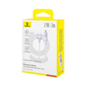 Baseus Gem USB ir IP 2,4A greitojo įkrovimo kabelis 2 m Violetinė - Image 2