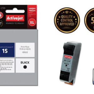 Activejet AH-15N rašalas (pakaitinis HP 15 C6615N; Supreme; 44 ml; juodas) - Image 2
