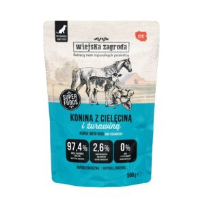 WIEJSKA ZAGRODA Horse meat with veal - drėgnas ėdalas šunims - 500g