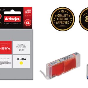 Activejet ACC-551YN rašalas (Canon CLI-551Y pakaitalas; Supreme; 15 ml; geltonas) - Image 2
