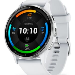 Garmin Venu 3 3,56 cm (1.4") AMOLED 45 mm Skaitmeninis 454 x 454 pikseliai Lietimui jautrus ekranas Sidabras, Balta „Wi-Fi“ GPS (palydovinis)