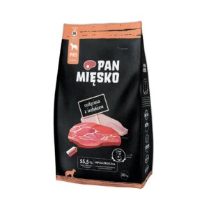 PAN MIĘSKO Cielęcina z indykiem M - sausas maistas šunims - 20kg