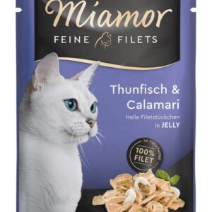 MIAMOR Feine Filets Tuna with squid - šlapias kačių maistas - 100g